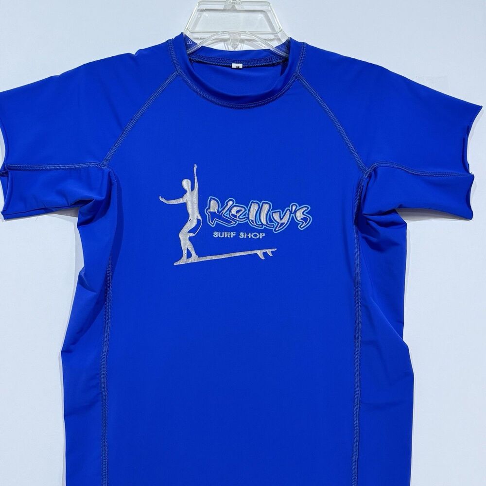 Mens Kekly’s Surf Shop Rash Guard Shirt Short Sleeve Compression Size M Blue